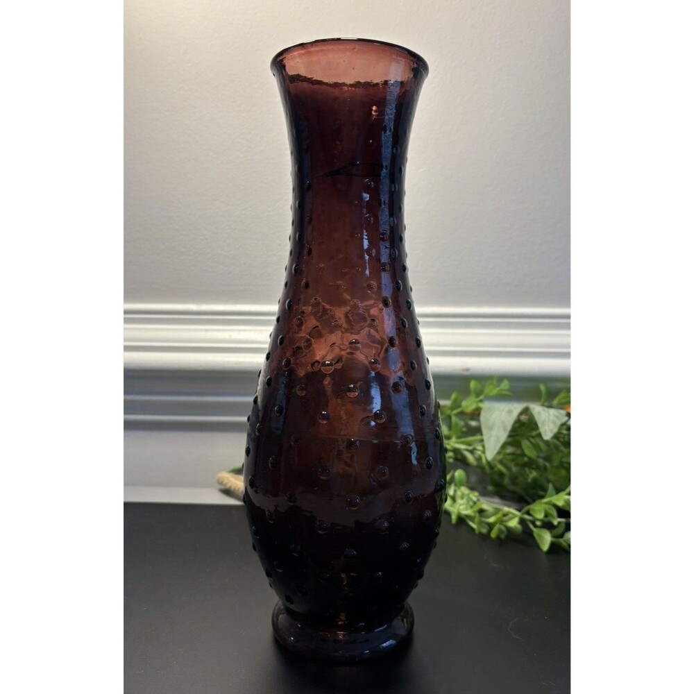 Purple Glass Hobnail Bud Vase Bottle Vintage 12β Tall Empoli Fenton